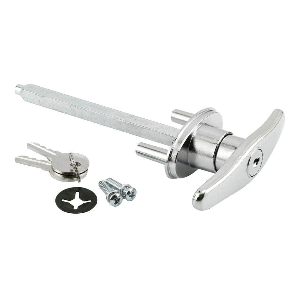Keyed T-Handle Lock Chrome Garage Door Camper RV Zinc Diecast 5/16 Square Shaft