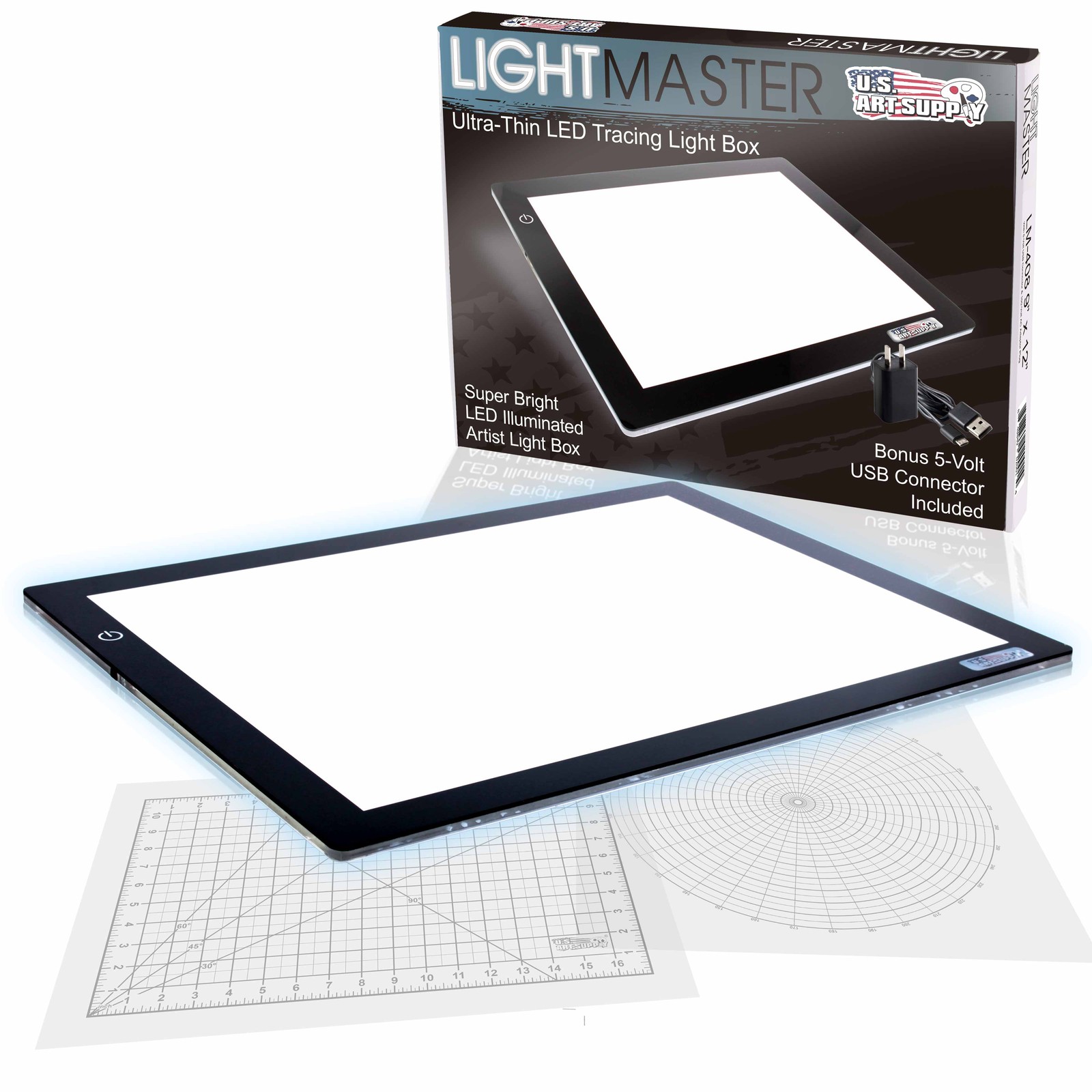 Lightmaster 12" x 17" A3 Light Box 12V Ultra-Thin Profile 110V AC Power Adapter