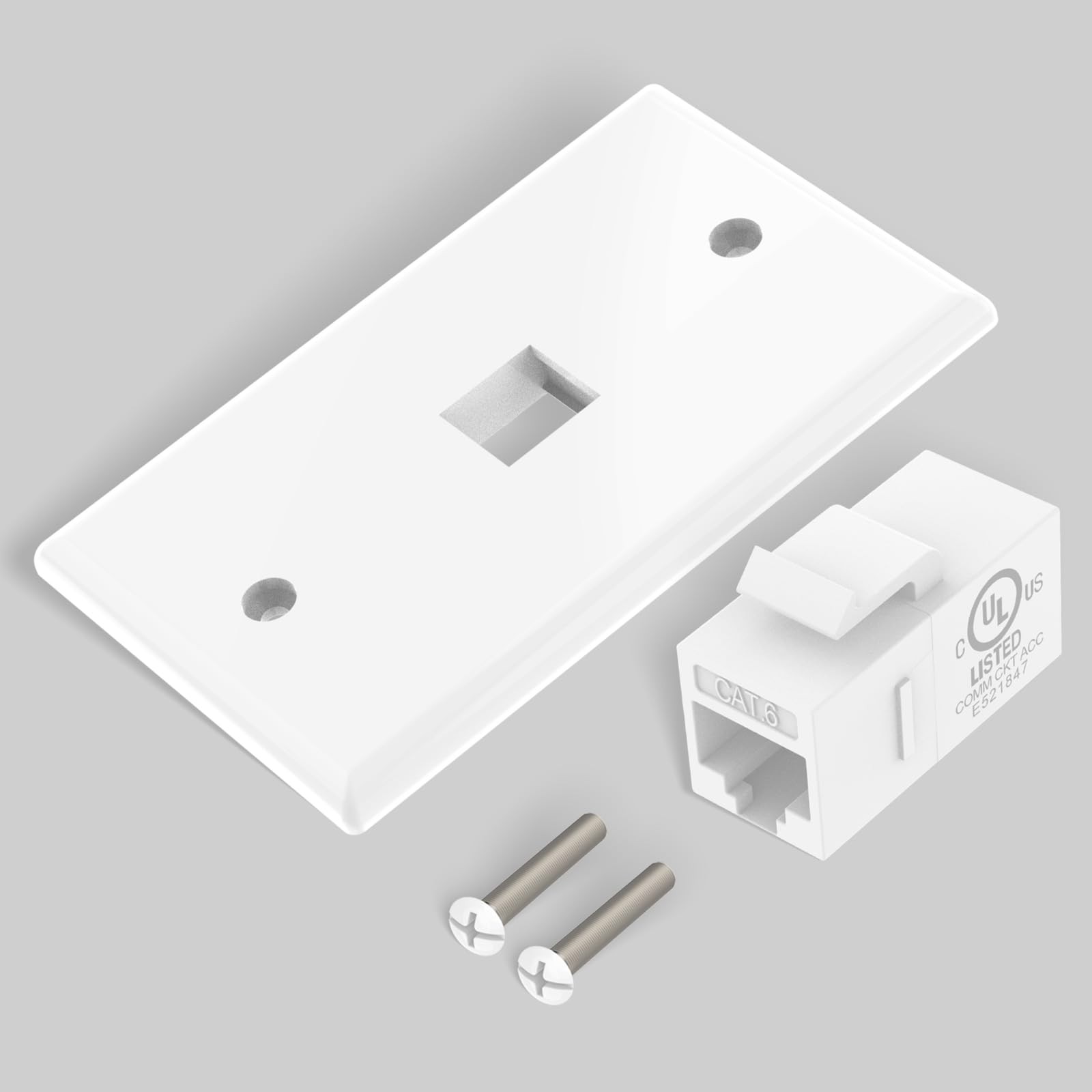 VCE CAT6 Ethernet Wall Plate (UL Listed) White 2-Pack 2 Pack,