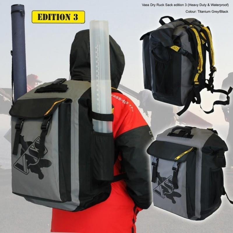 Vass Dry Fishing Ruck Sack - Edition 3 - Black/Grey - Fishing Luggage