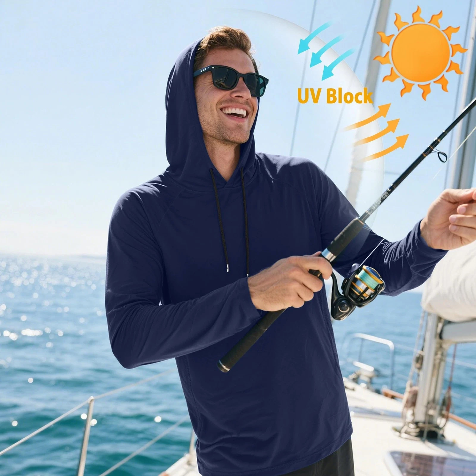 5 Pack Men's Fishing Shirts Long Sleeve UPF Sun Protection Hoodie Lightweight...