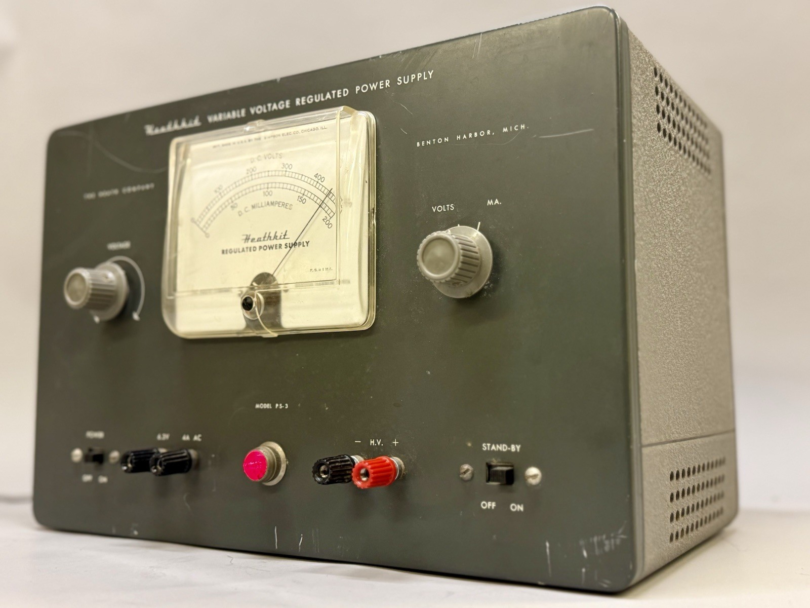 Vintage HEATHKIT PS-3 REGULATED POWER SUPPLY ~ 0-500VDC @ 10-130mA, 6.3V @4mA