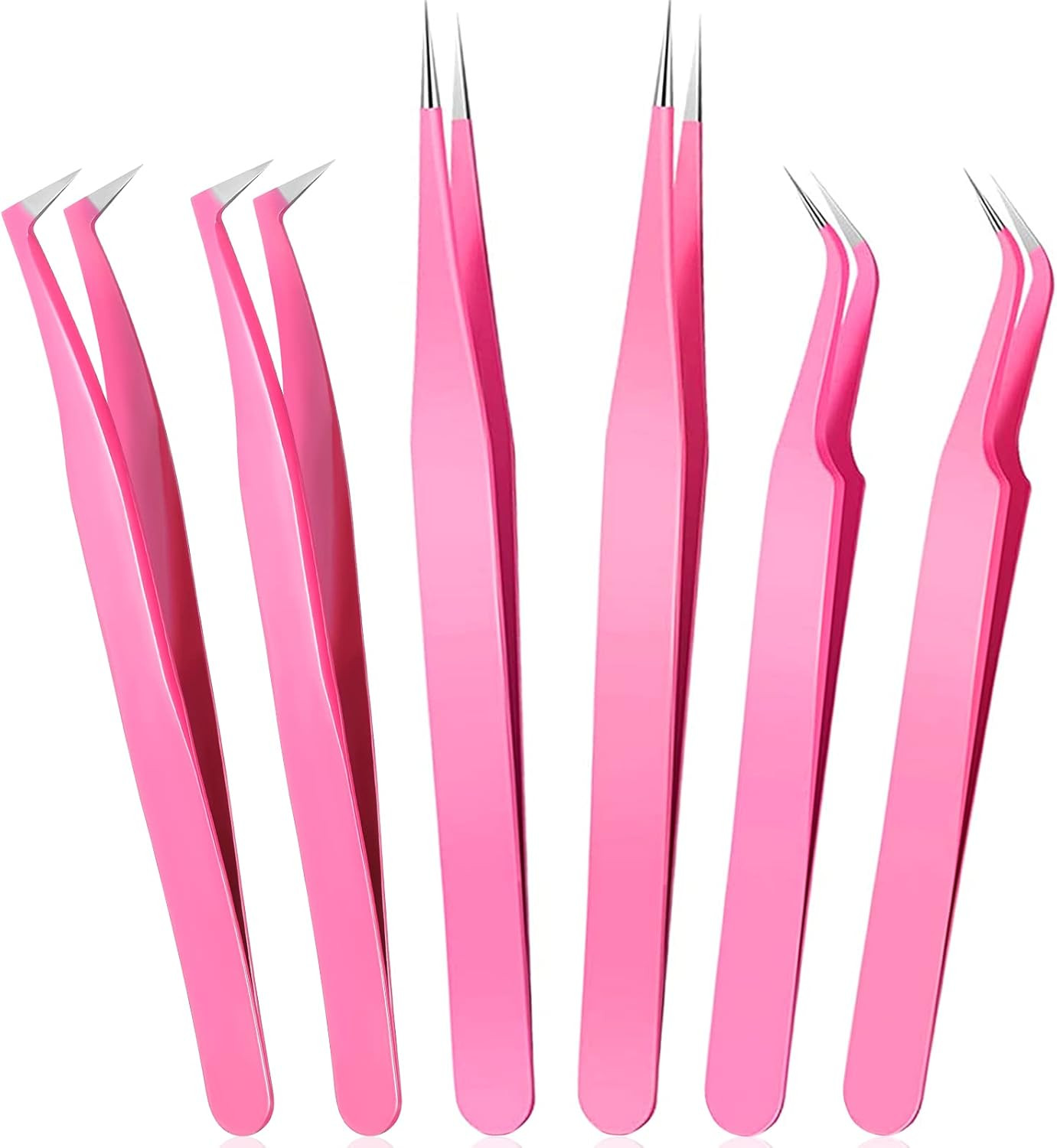 High Precision Lash Tweezers Set 6 Pack Stainless Steel Eyelash Extension Tweeze