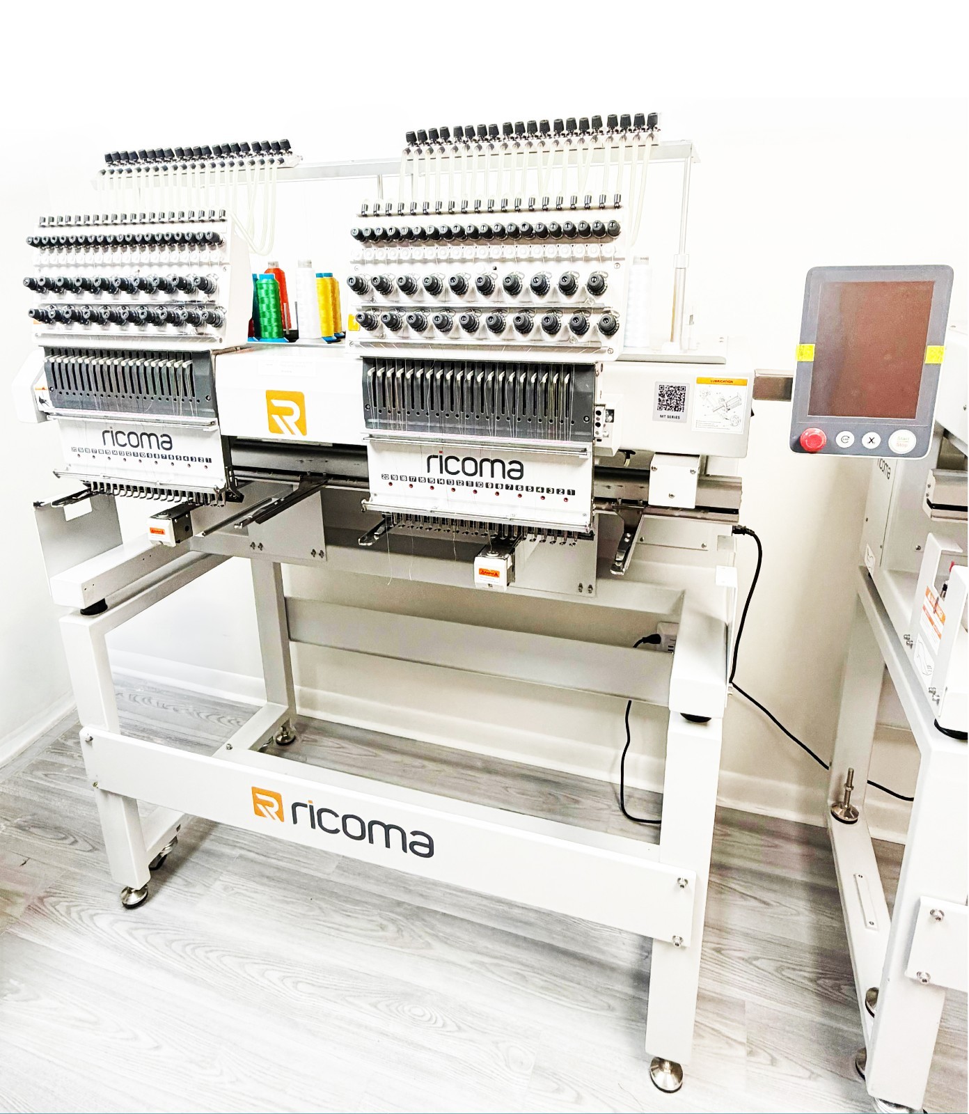 Ricoma MT-2002-8S 2-Head 20-Needle Commercial Embroidery Machine w/ Hoops