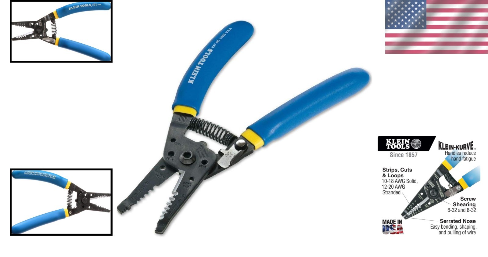 Compact Klein Tools Wire Cutter & Stripper for 10-18 Solid & 12-20 Stranded Wire