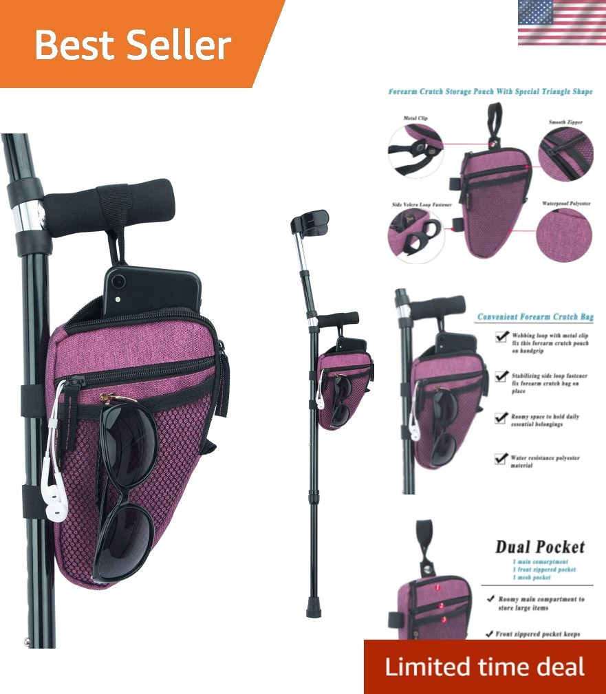 Forearm Crutch Bag Lightweight and Waterproof Forearm Crutch Accessories Stor...