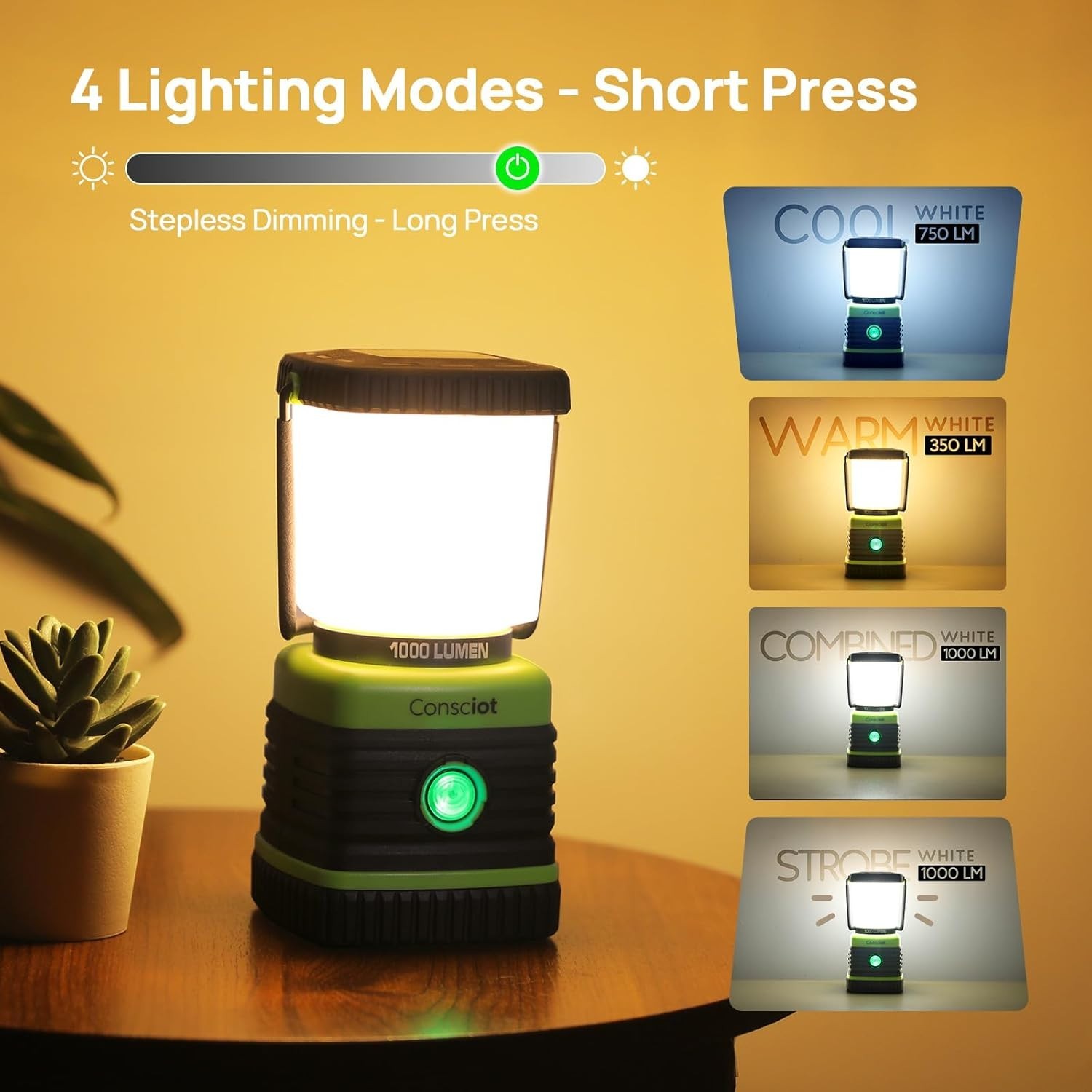 Emergency Ready 2-Pack LED Lanterns: 1000LM Brightness, 12 Hours Use, Waterproof