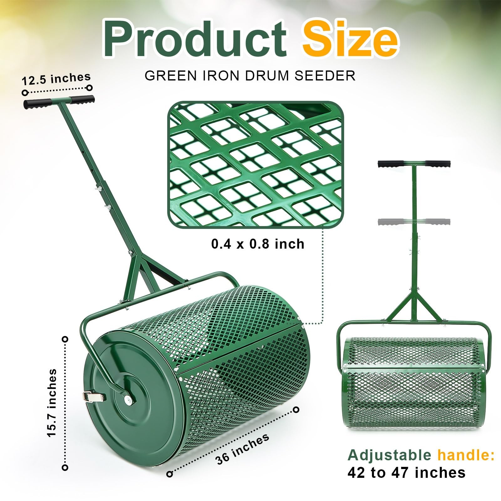 Hiboom 36 Inch Compost Spreader, Peat Moss 15.7 x 36 Inch, Green