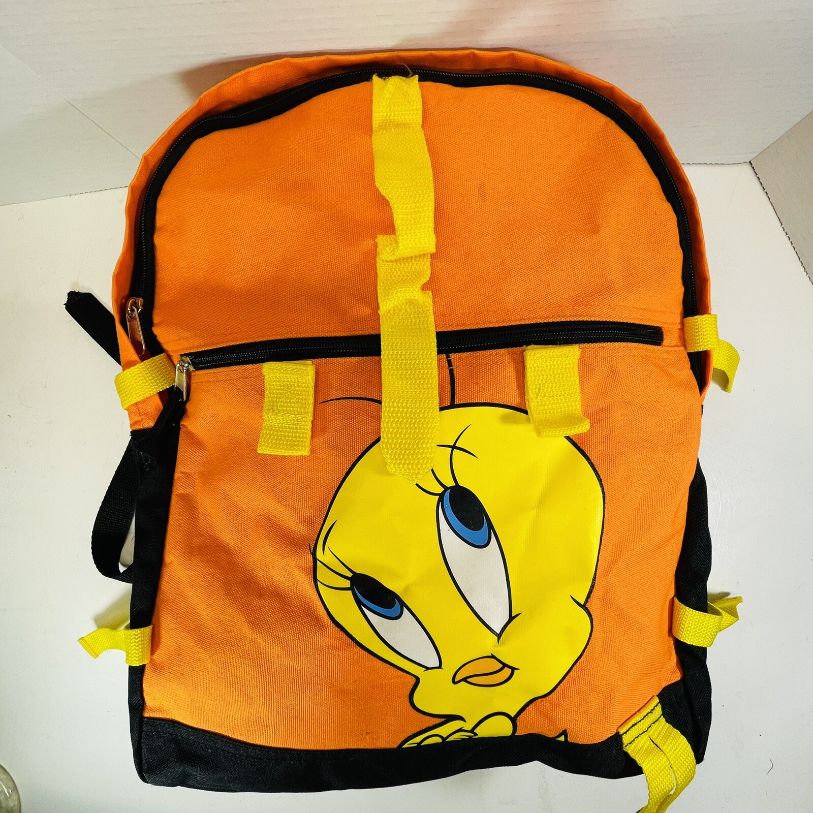 Vintage 2000 Warner Brothers WB LOONEY TOONES Tweety Bird ORANGE Backpack Bag