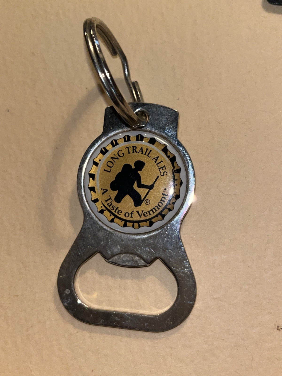 A TASTE OF VERMONT THE LONG TRAIL ALES BEER BOTTLE OPENER & KEY CHAIN HIKERS