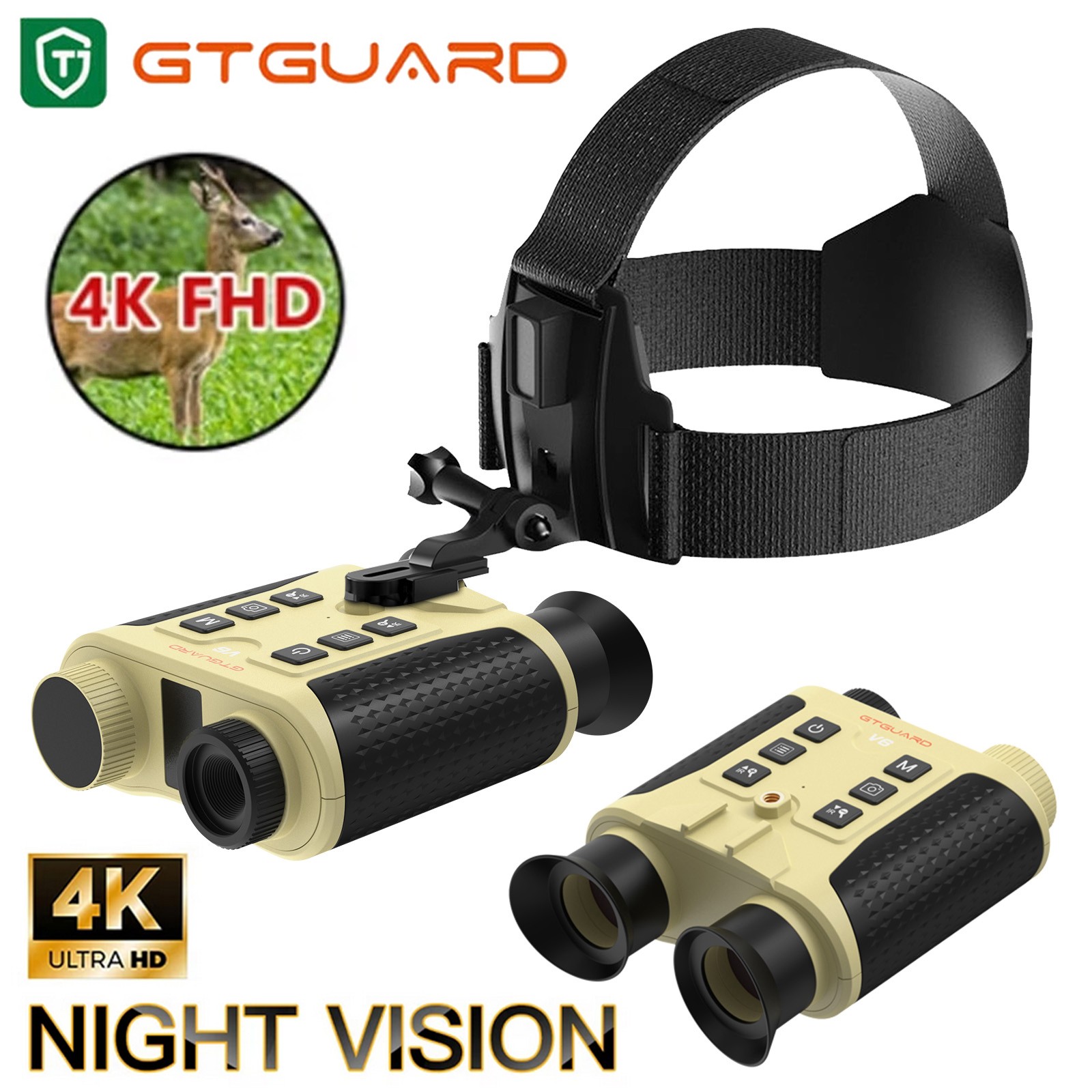 GTGUARD V6 4K Infrared Digital Binoculars Hands Free Night-Vision Goggles 8×Zoom