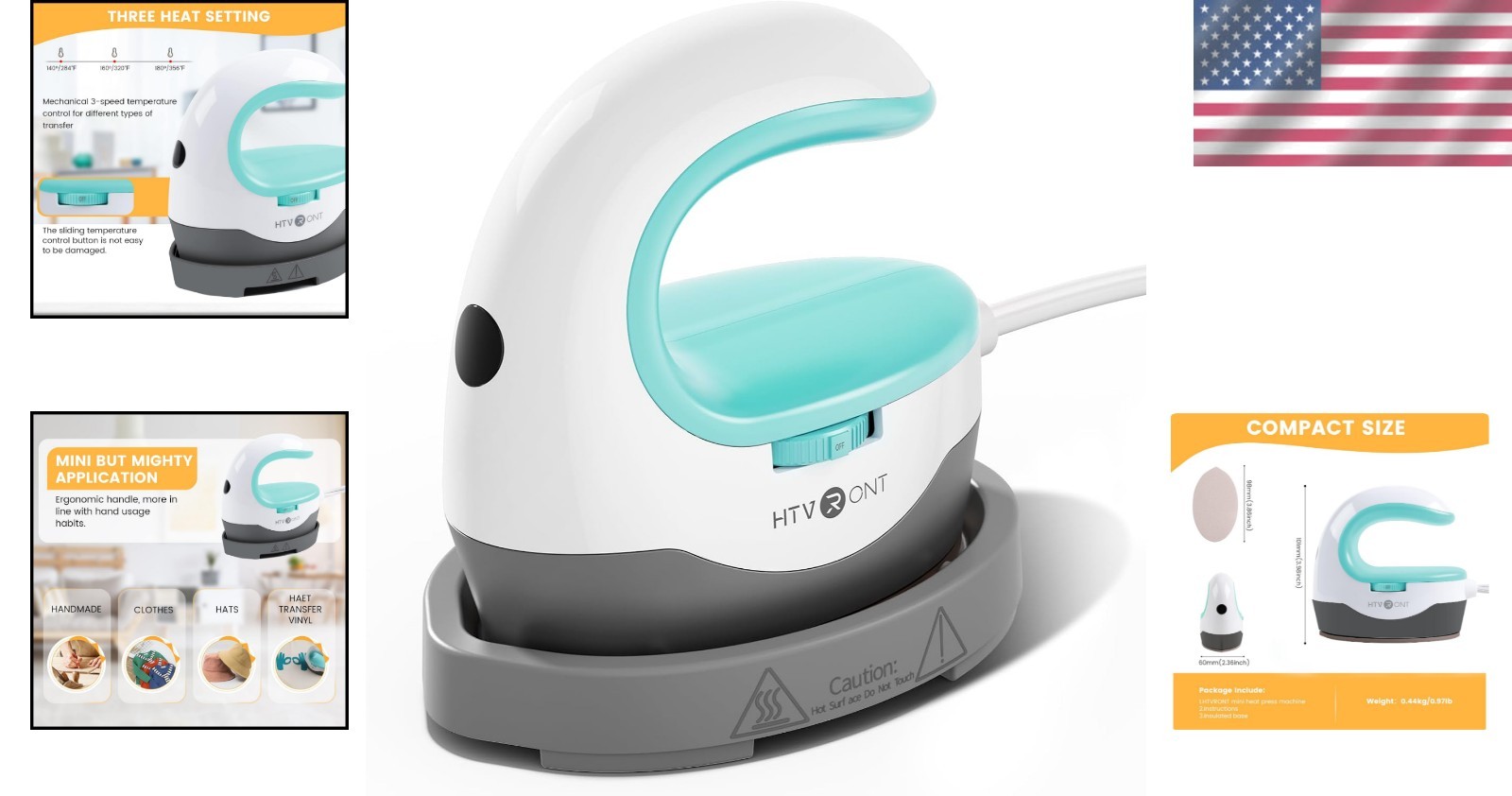 Portable Mini Iron for Crafts - Heats Up Quickly with 3 Adjustable Settings