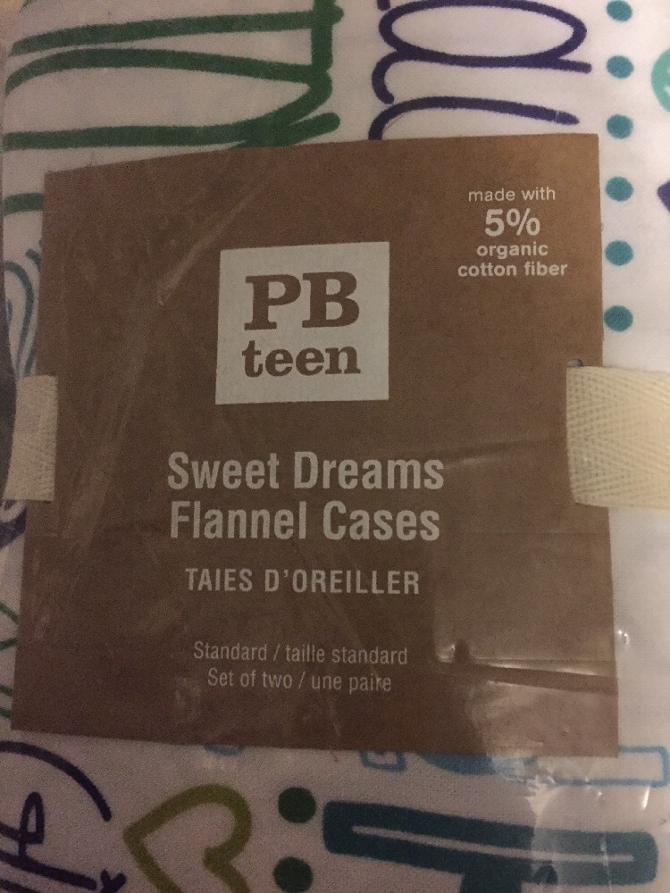 S2 Pottery Barn Teen Flannel Sweet Dreams Pillowcases Pillow Cases NWT