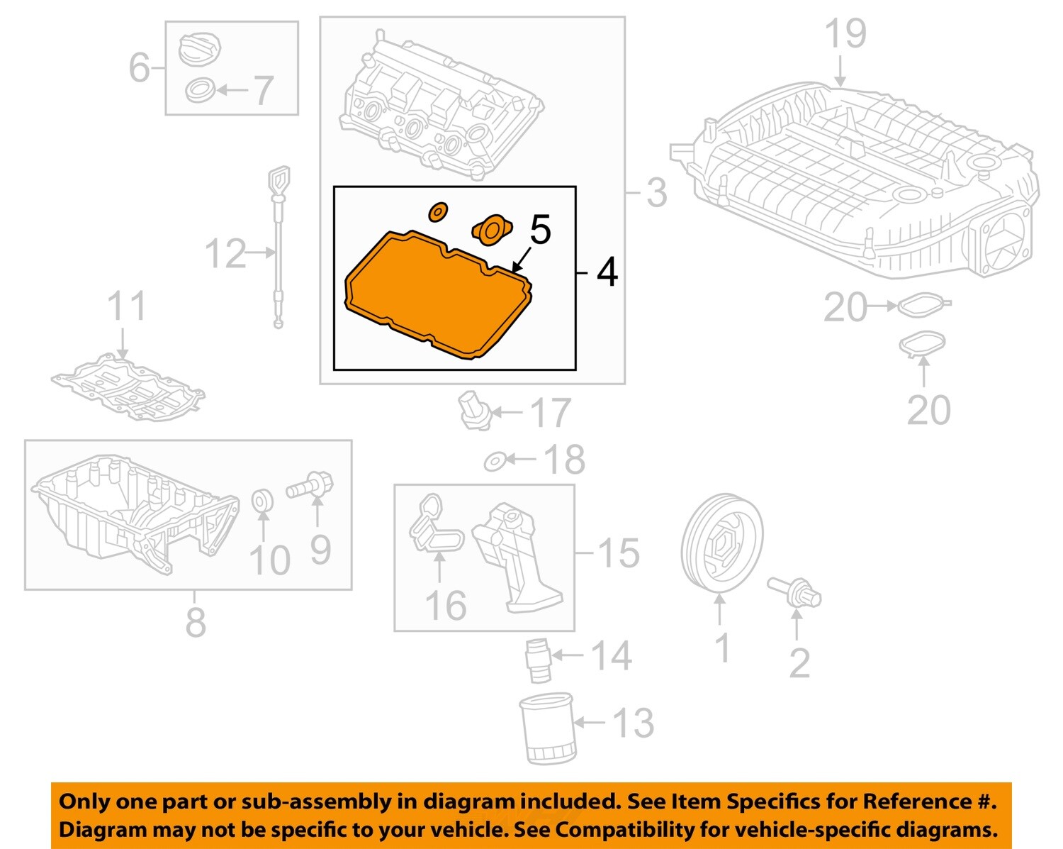 HONDA OEM Valve Timing Covers-Valve Cover Gasket 120505G0000