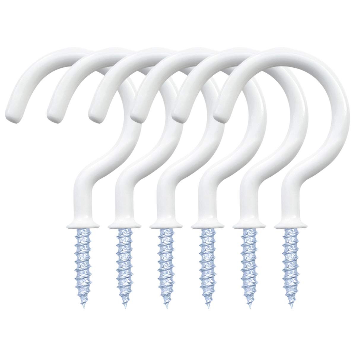 12 Pack Vinyl Coated Ceiling Hooks,Screw-in Mug 1-1/4 Inch, White