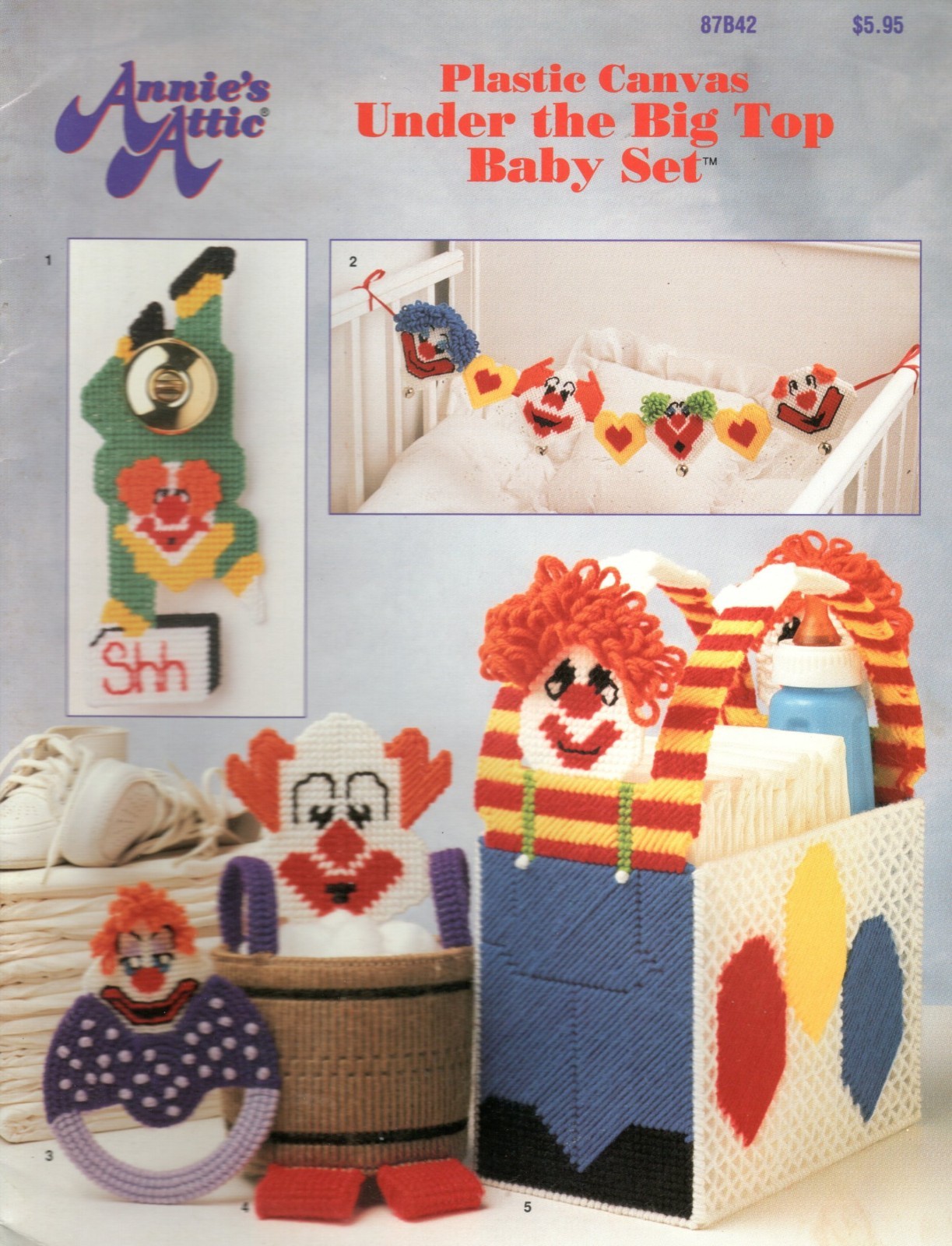 Annie's Attic 87B42 UNDER THE BIG TOP BABY SET Plastic Canvas Pattern Leaflet