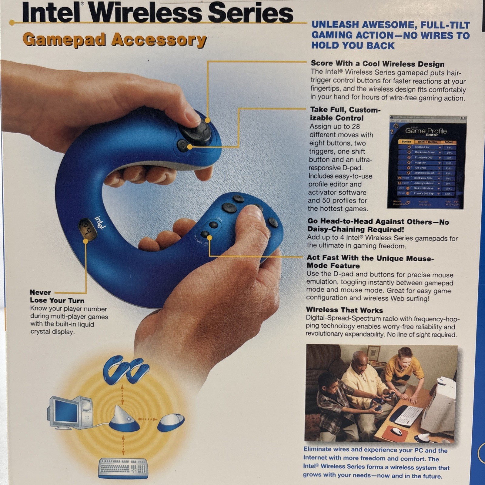 Intel Wireless Series Gamepad Accessory NEW In Box Bigbox PC Windows Vintage