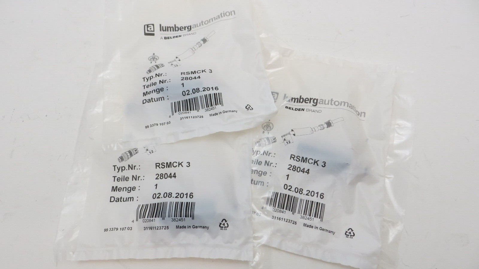 3 Pieces   BELDEN 28044 RSMCK 3 CONNECTOR