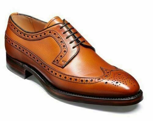 Men's Handcrafted Genuine Leather Formal Tan Oxford Brogue Wingtip Shoes 7 to 17