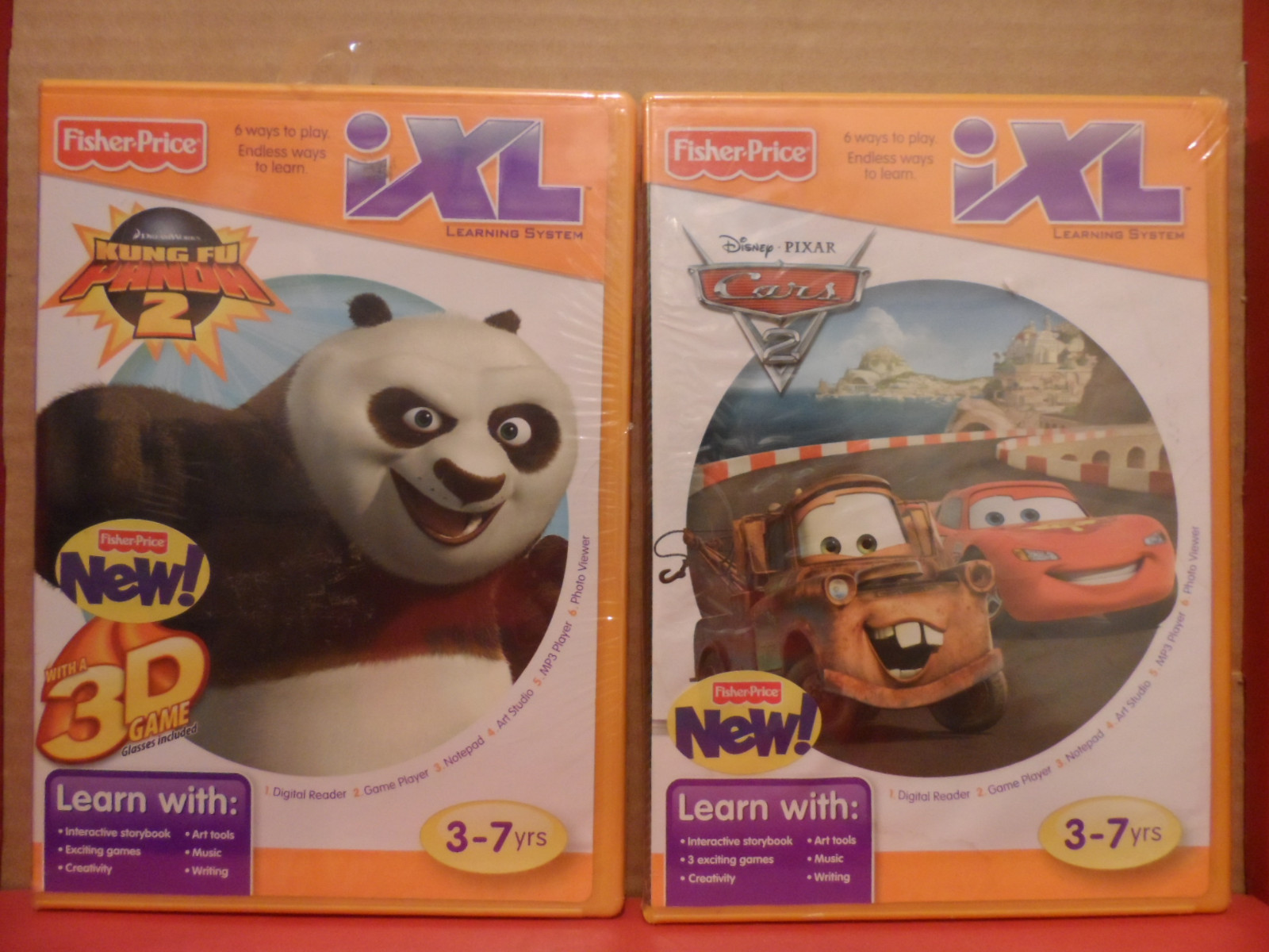 Cars 2 / Kung Fu Panda 2 Fisher-Price iXL Learning System Software Game LOT NEW