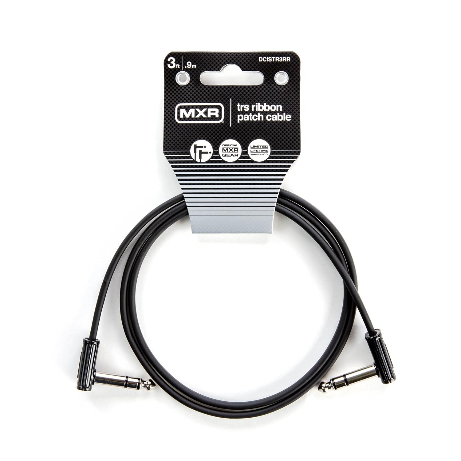 Jim Dunlop, 1/4-Inch Right Angle MXR Ribbon TRS Patch Cable 3 ft|0.9 m (DCISTR3R