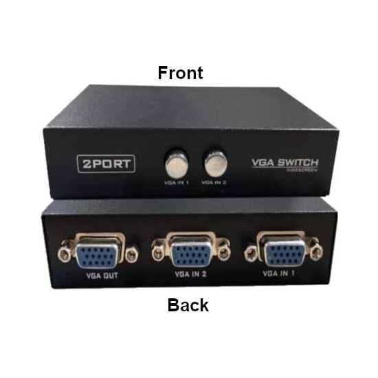 Kentek VGA Manual Data Switch Box 2 Way HD15 Pin Push Button Type for PC Display