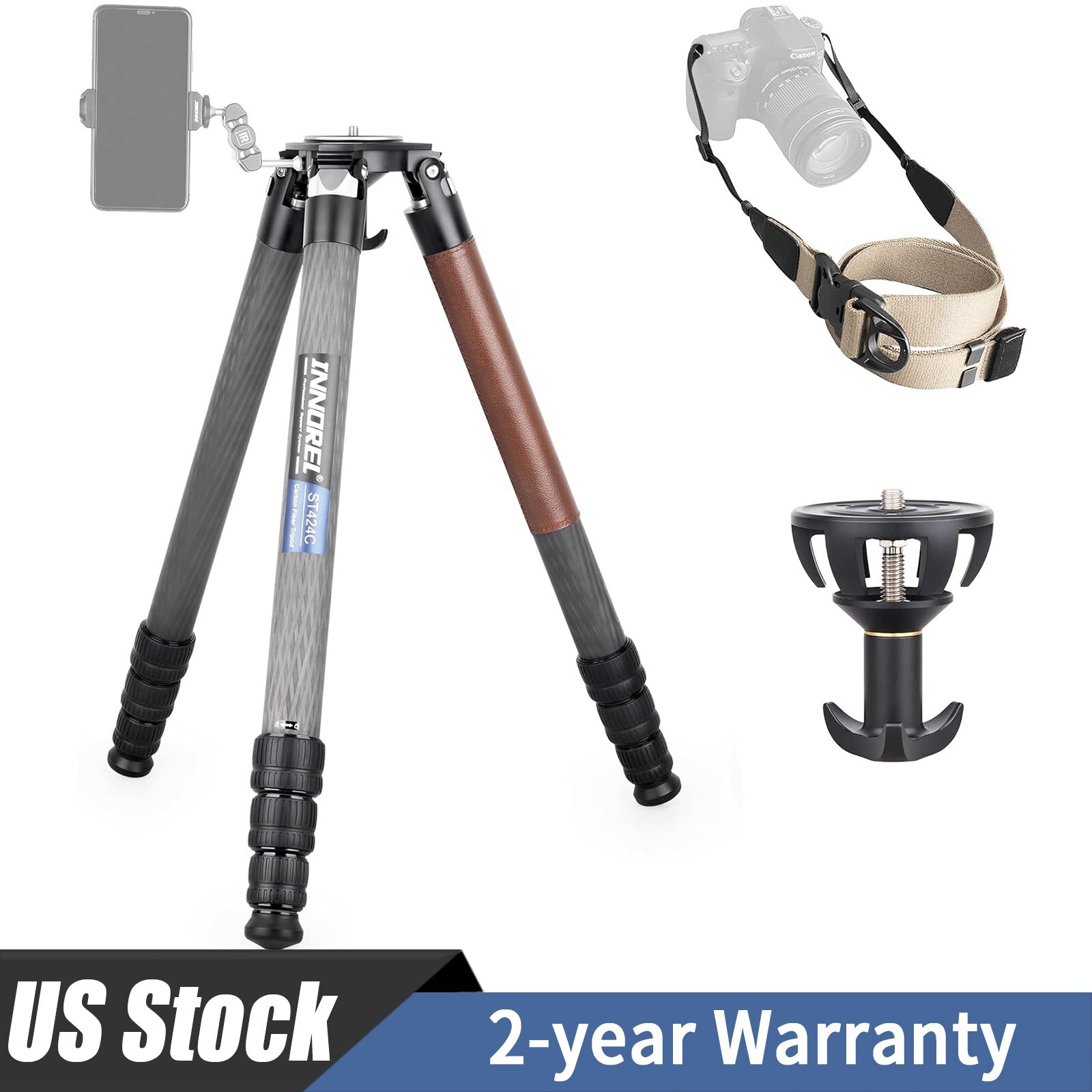 42.4mm Max Tube Carbon Fiber Tripod ST424C Professional Heavy Duty Camera Stand