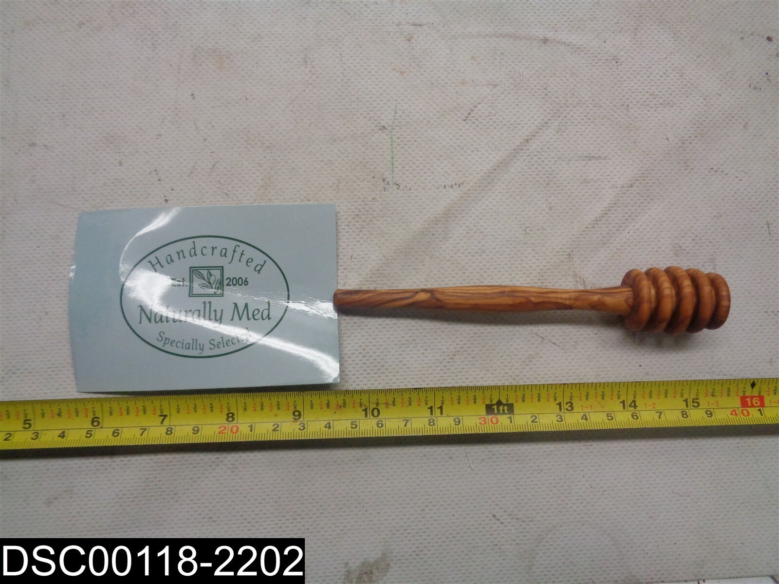 Naturally Med 6 Inch Olive Wood Honey Dipper/Drizzlier