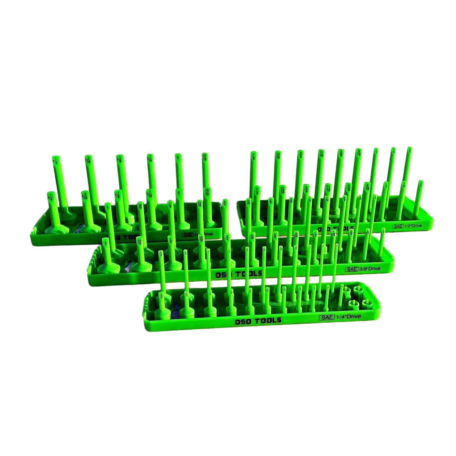 3pc Socket Storage Rack Tray For 1/4" - 3/8" - 1/2" Sockets DS1356