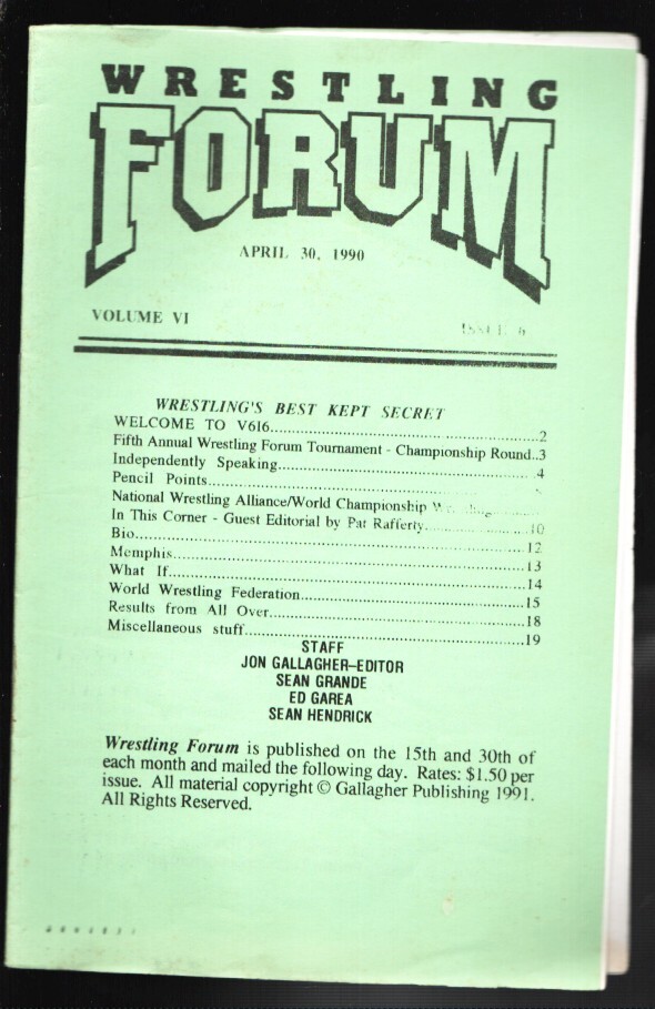 Sports Pub: Wrestling Forum Vol. 6 #6 4/30/1990-wrestling info & insight-cove...