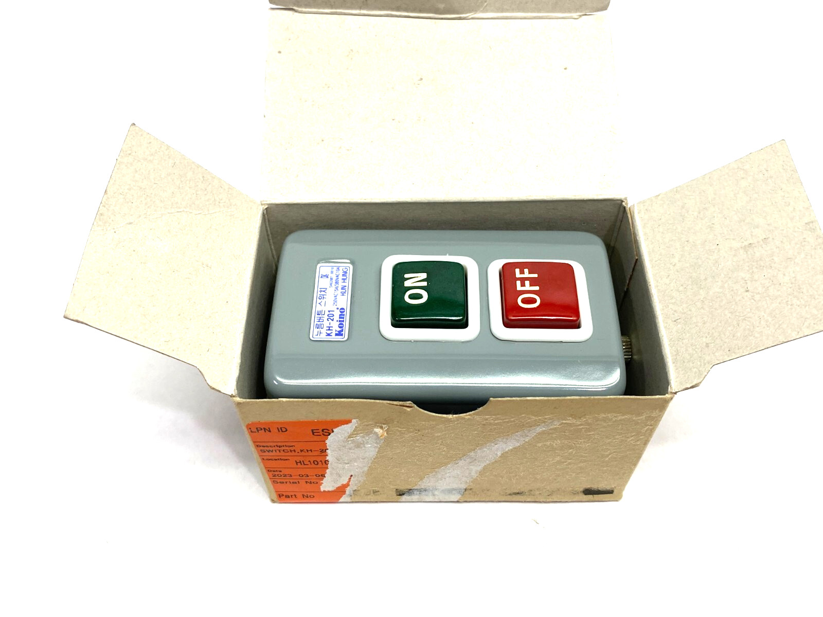 Koino KH-201 Pushbutton Switch Assembly On/Off 250VAC 15A, 380VAC 10A