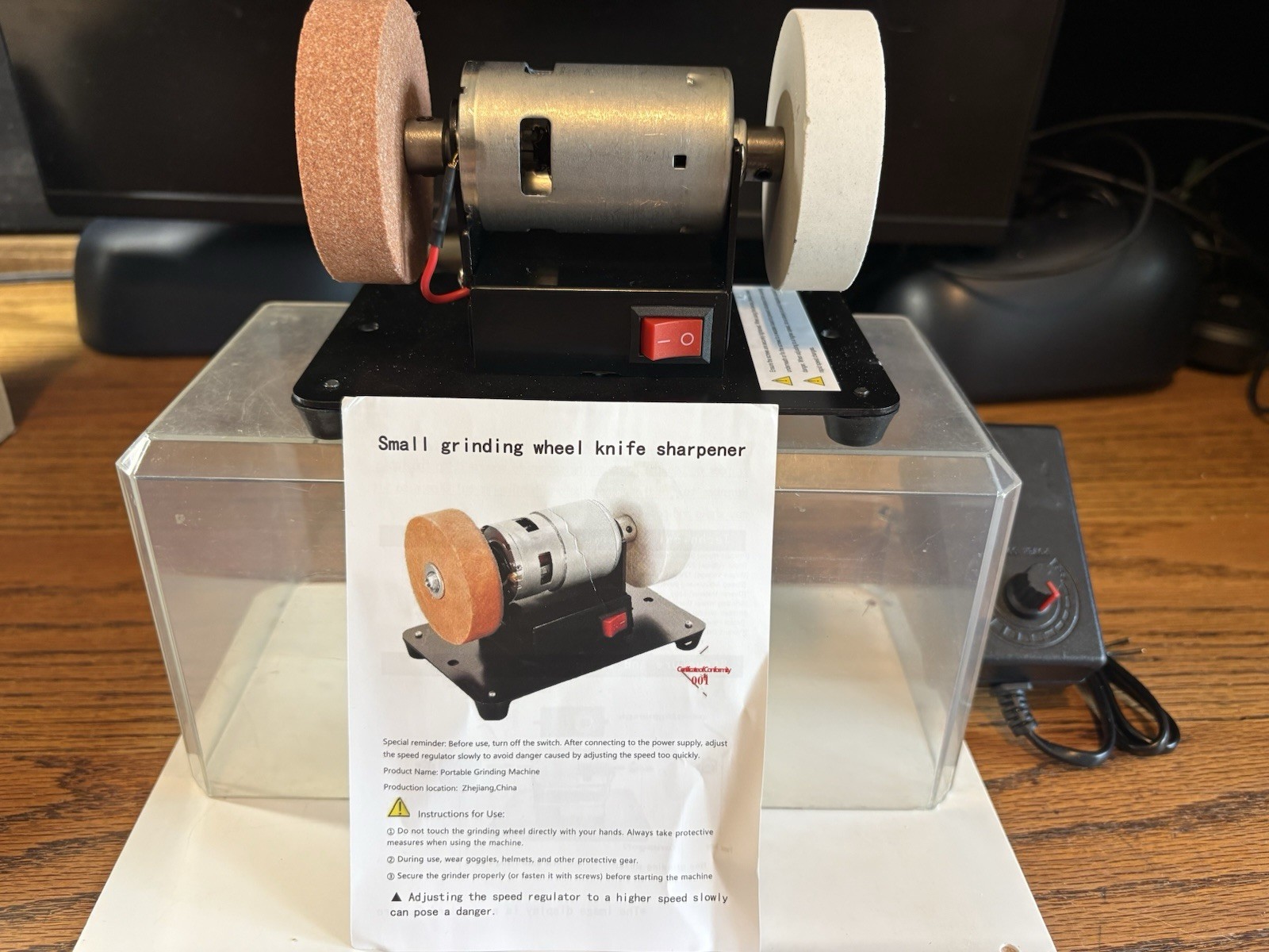Unbranded Knife Sharpener Sander Desktop W/2.75”Double Grinding Wheels NIB