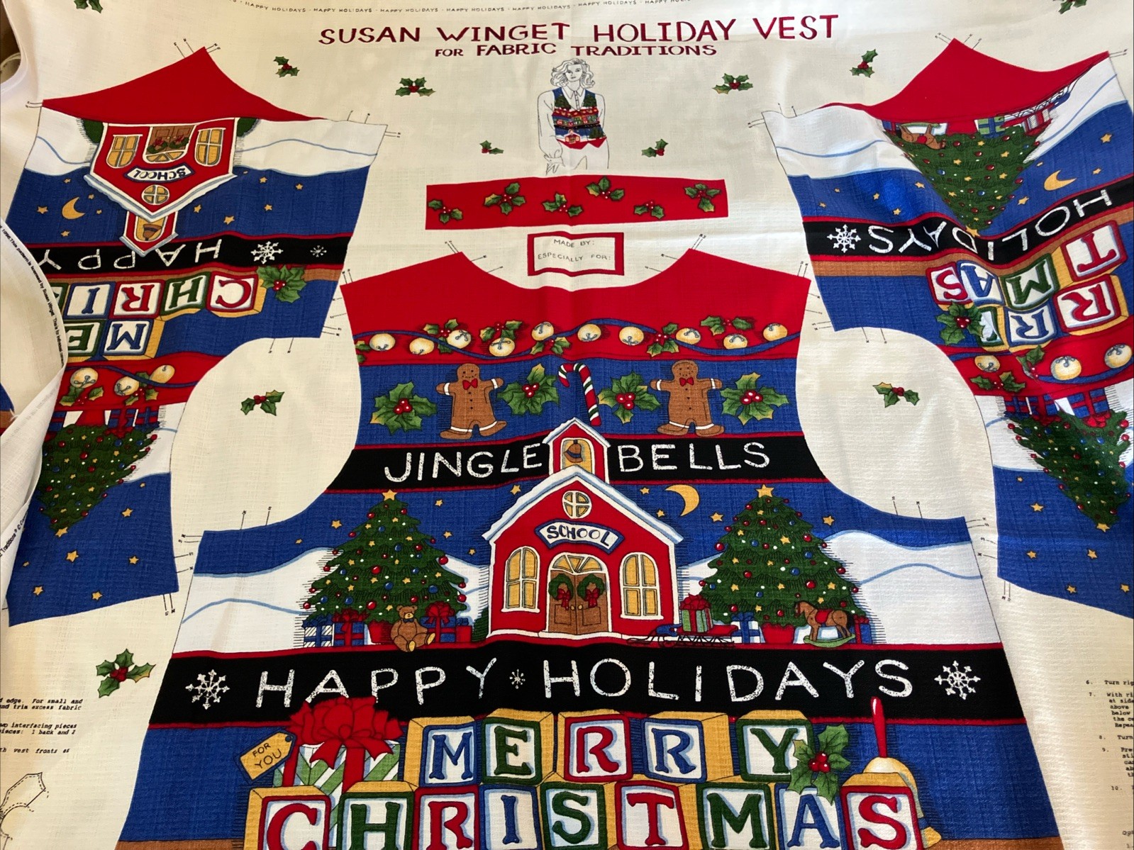 Susan Winget Christmas Vest Cut Sew Pattern Jingle Bells Gingerbread School 2350