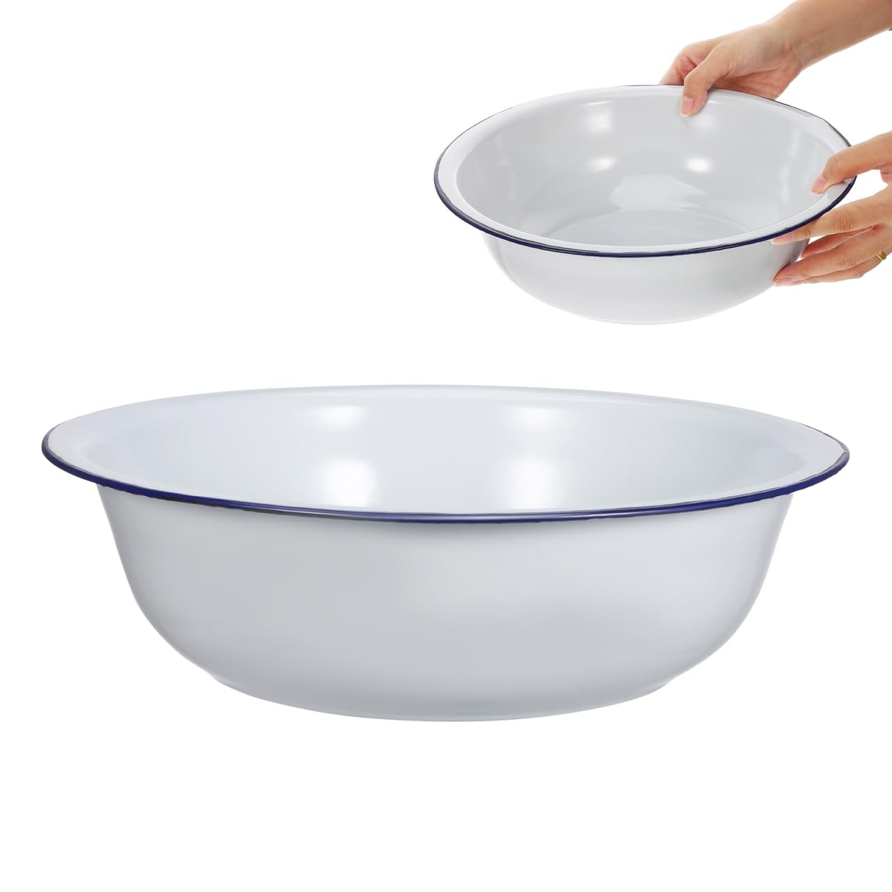 Enamel Foot Soaking Basin, Vintage-style Foot Bath Tub, Footbath for Home Spa...
