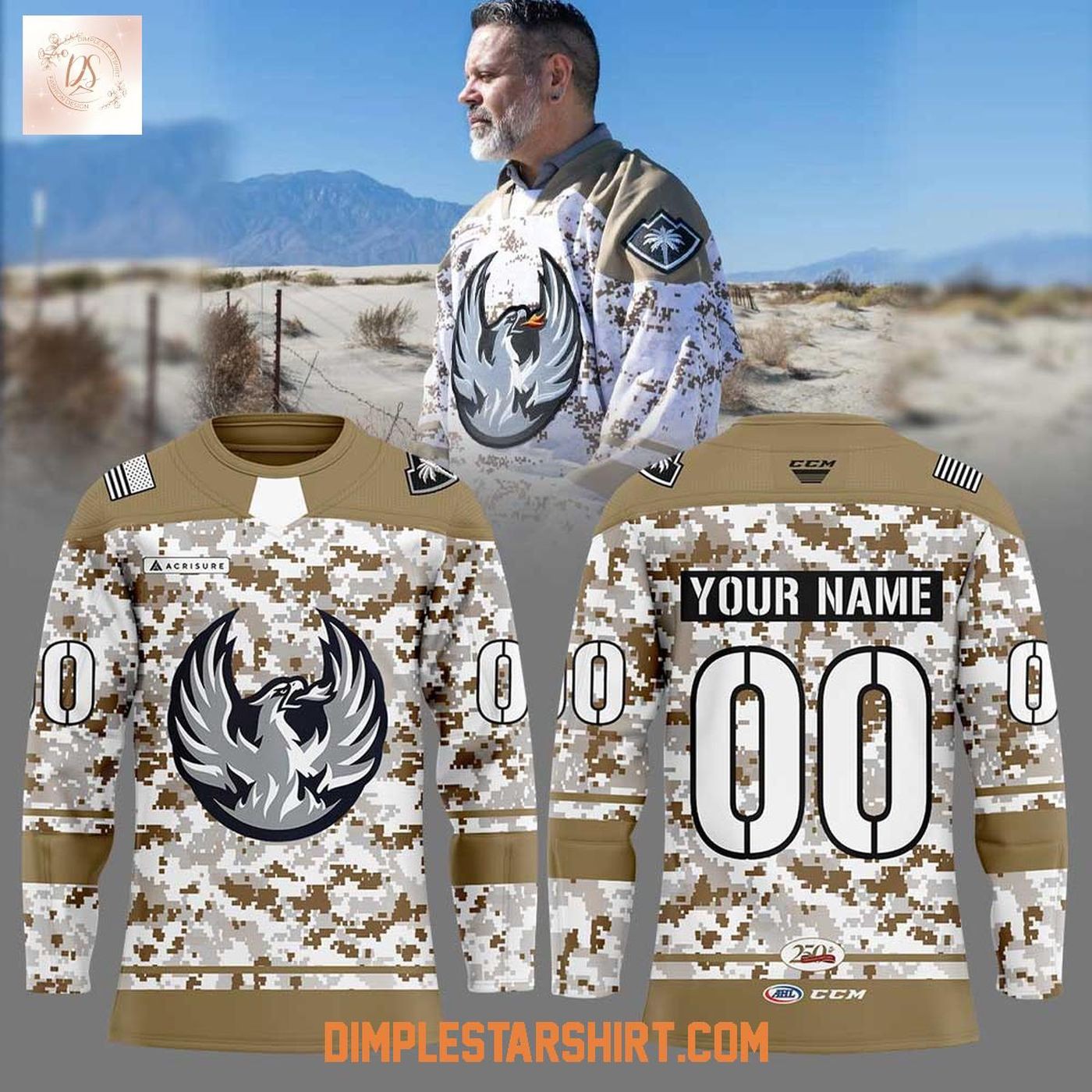 Custom Coachella Valley Firebirds Military Appreciation Night Hockey Shirt Men's