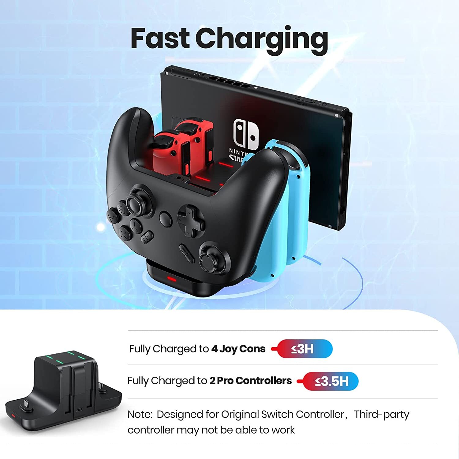 For Nintendo Switch Joy-Con Pro Controller Charging Stand Dock Charger Station