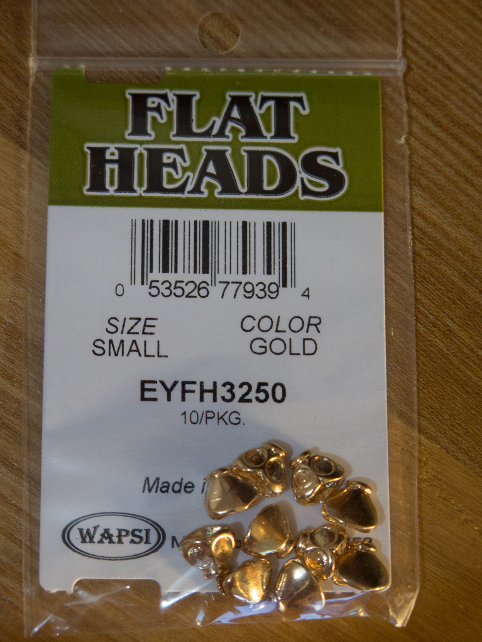Wapsi Flat Heads, Gold, Size Small - 10 per pack!