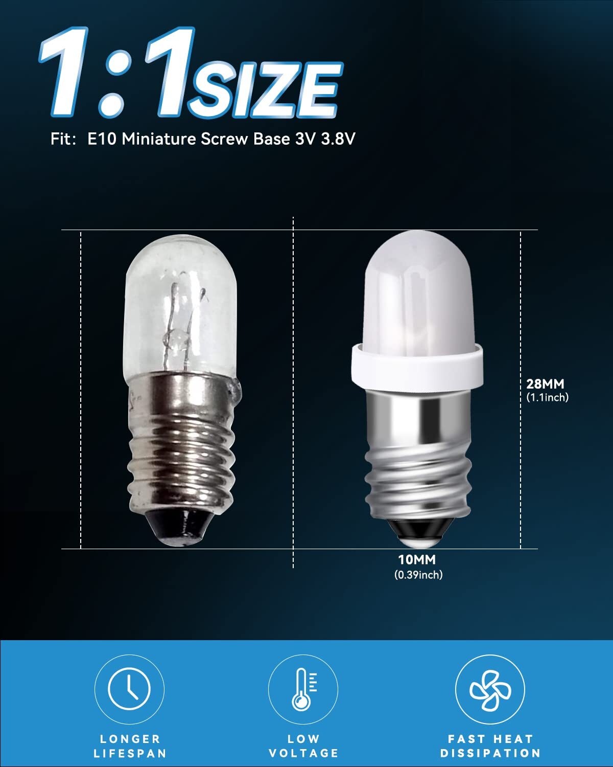 E10 Led Bulb Flashlight Bulbs E10 Mini Led Bulb 3v 3.8v 4.5v Dc/ac For Physical