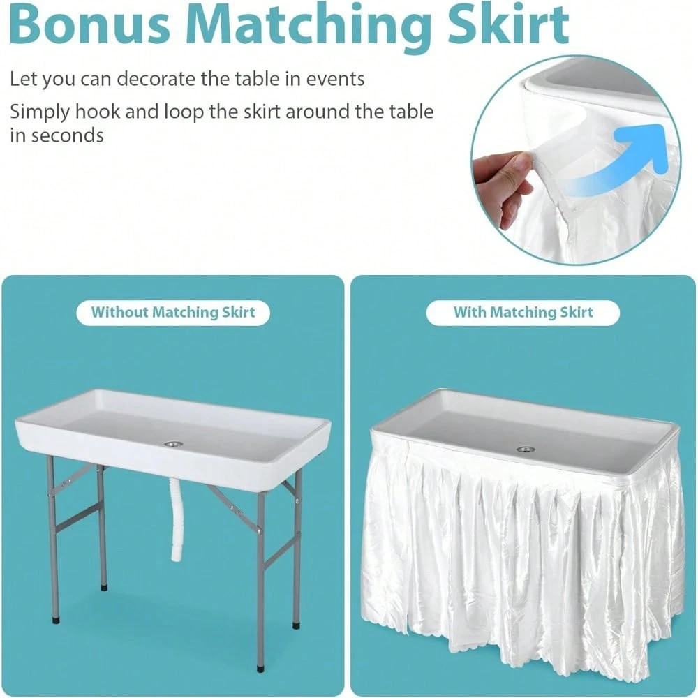 Folding Ice Cooler Table with Drain Hose