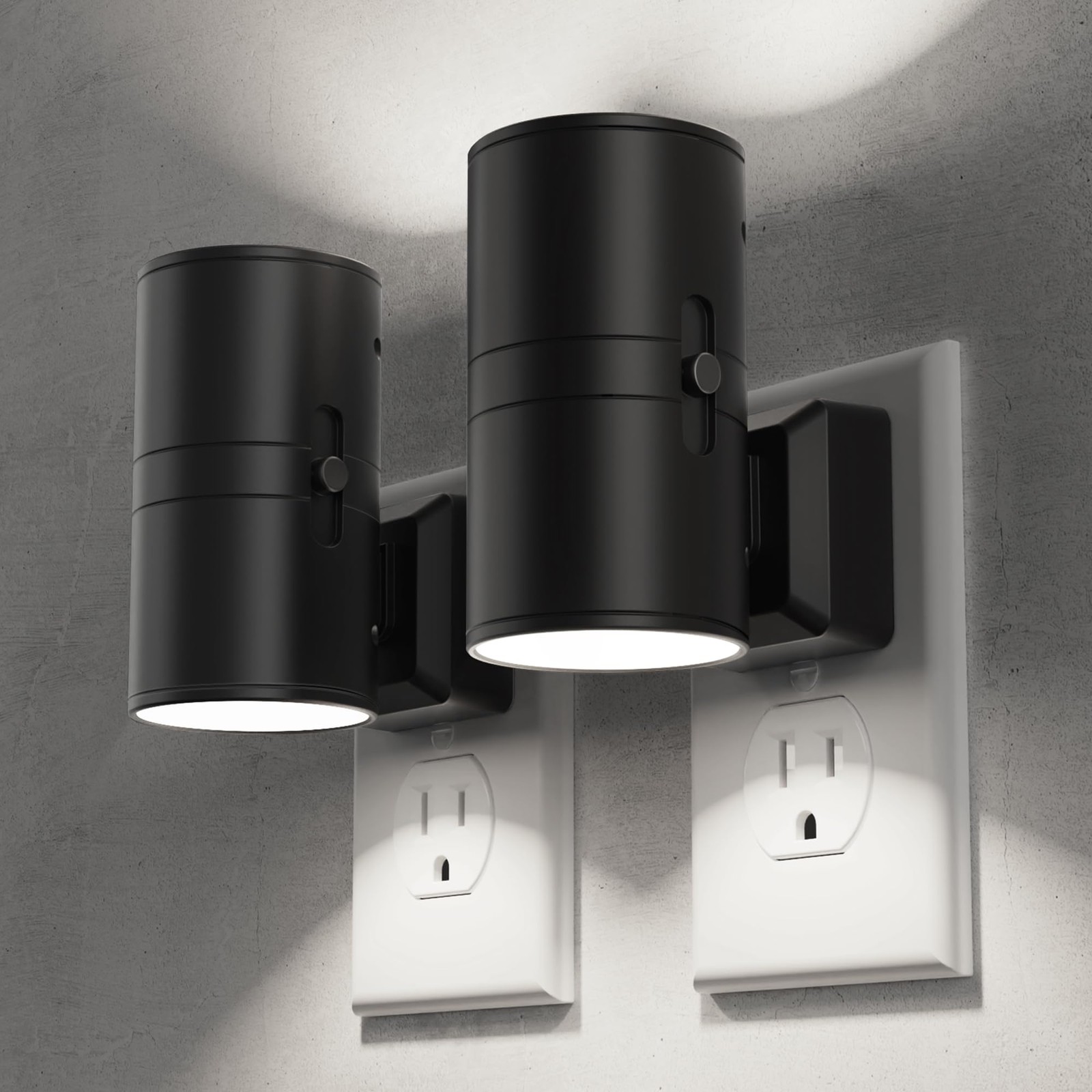 Briignite Night Lights Plug into Wall, Modern LED 2 Pack, Black-5000K