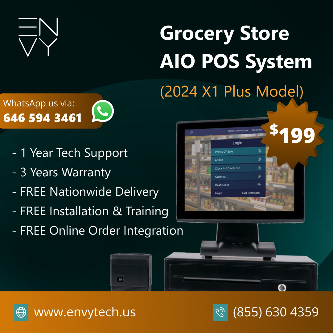 15" Touchscreen POS Cash Register Till System For Grocery Stores & Supermarkets