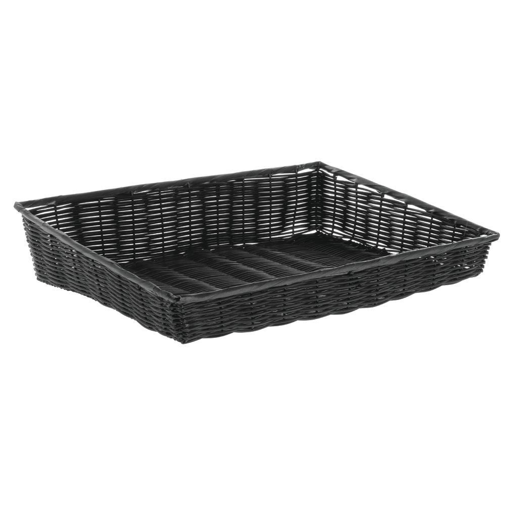 Basket Black Wicker - 24" L x 18" W x 3" to 5" H
