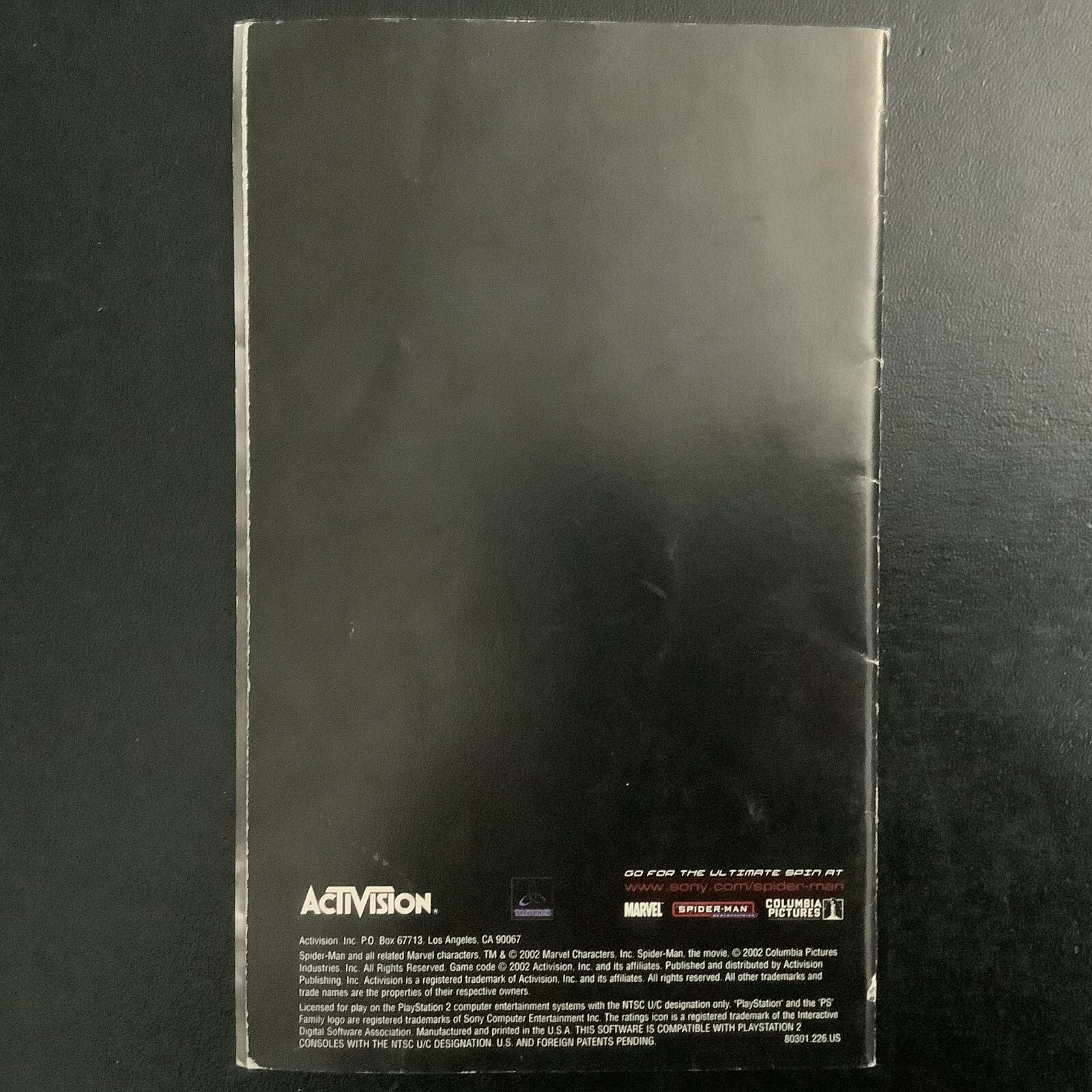 Spider-Man 1 PS2 PlayStation 2 Instruction Manual Only