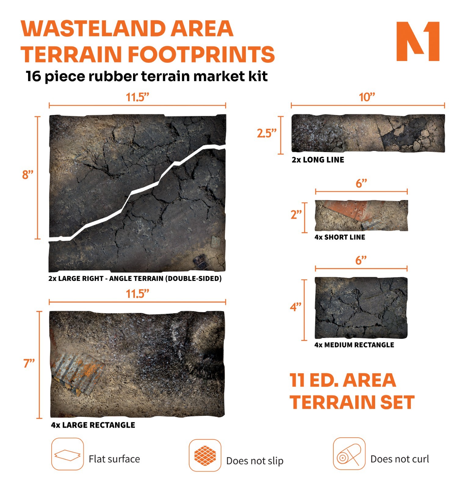 Wasteland Area Terrain Footprints compatible with 40K 11th Edition Set