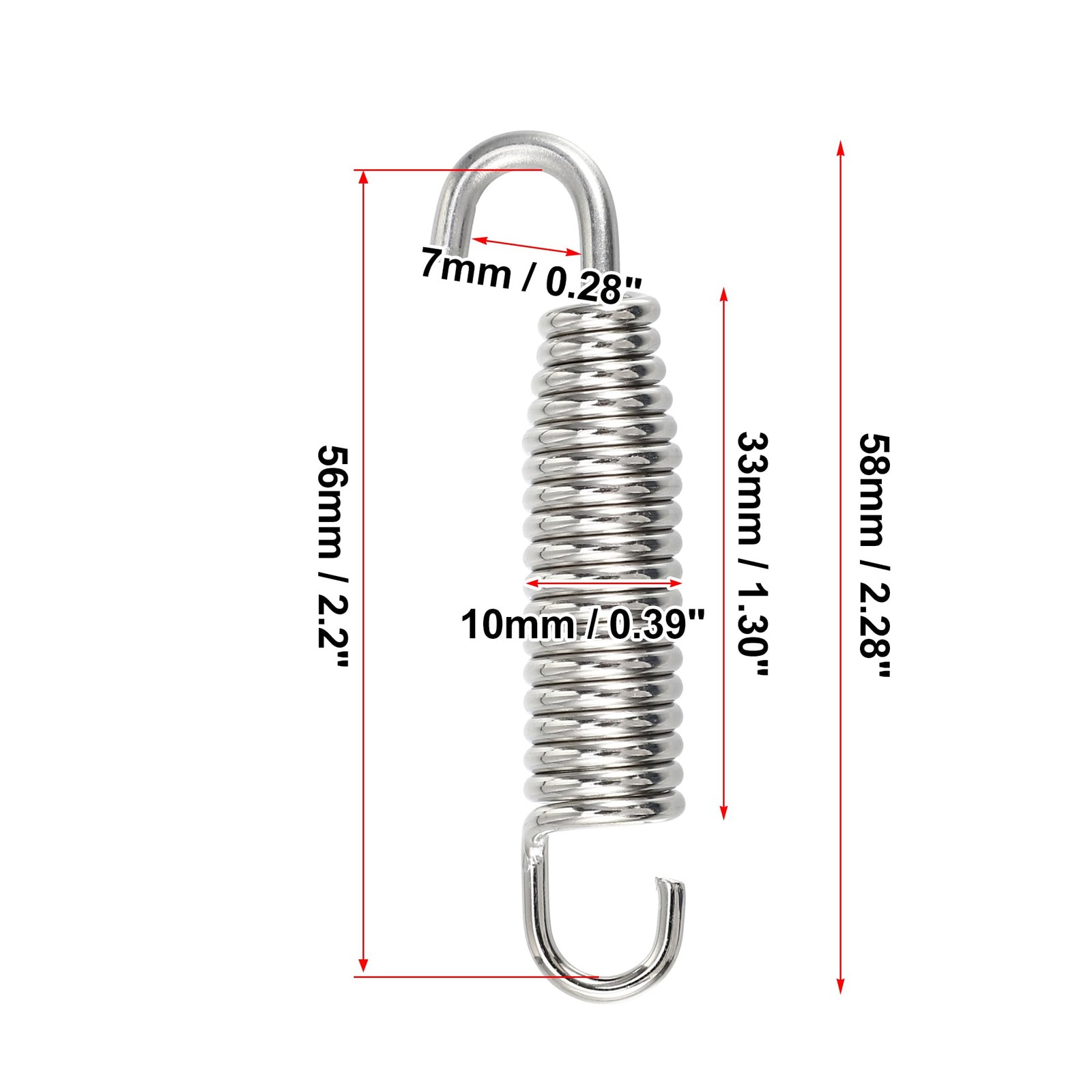 X AUTOHAUX 2 Pcs Universal Exhaust Pipe Spring for 2.28", Silver Tone