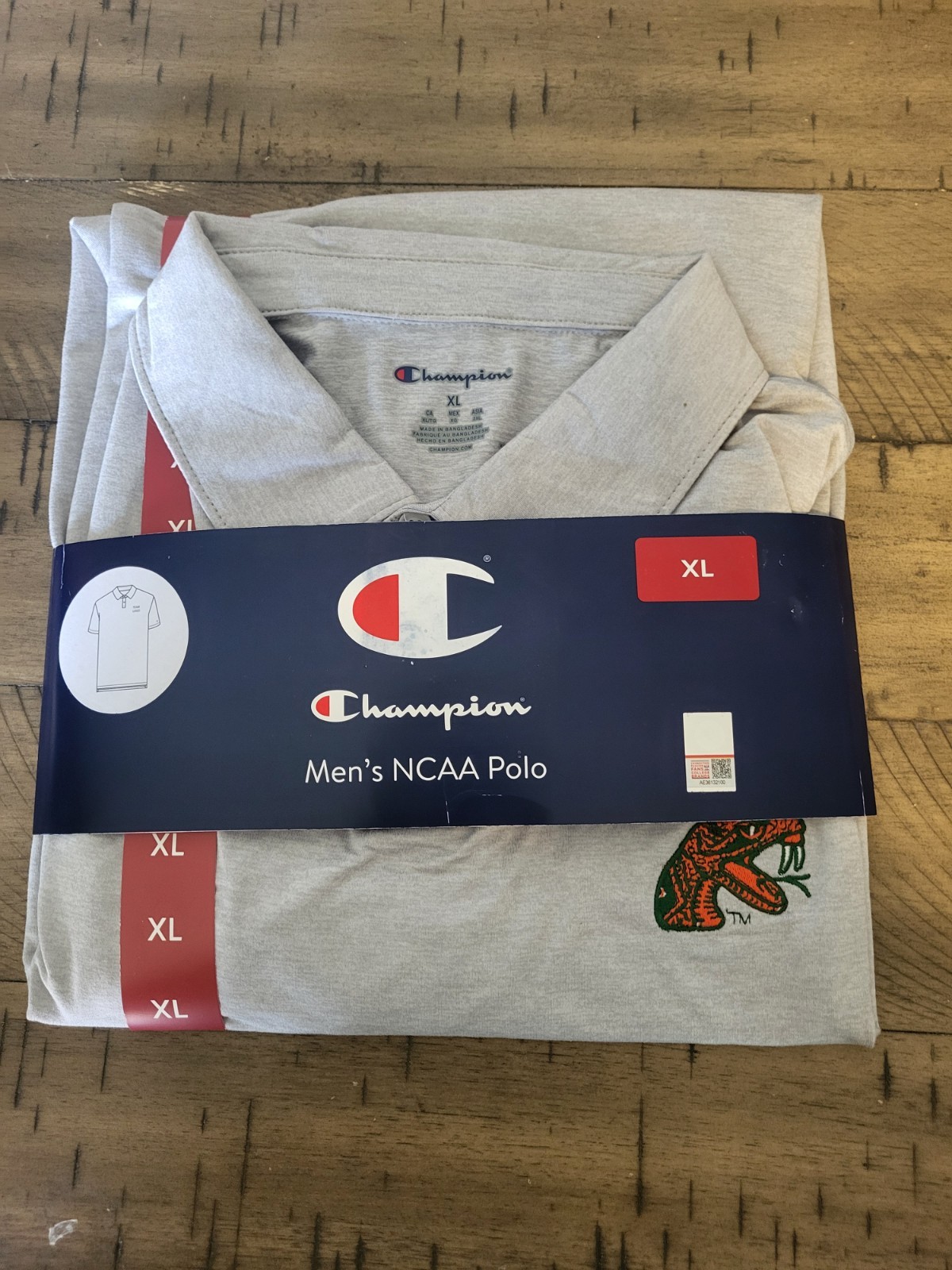 Champion Brand A&M Florida Rattlers Grey NCAA Men's Polo Shirt. Size XL.