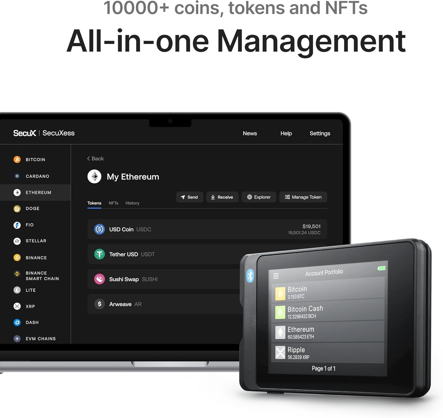 Intuitive Touchscreen Wallet - Bluetooth Crypto-
