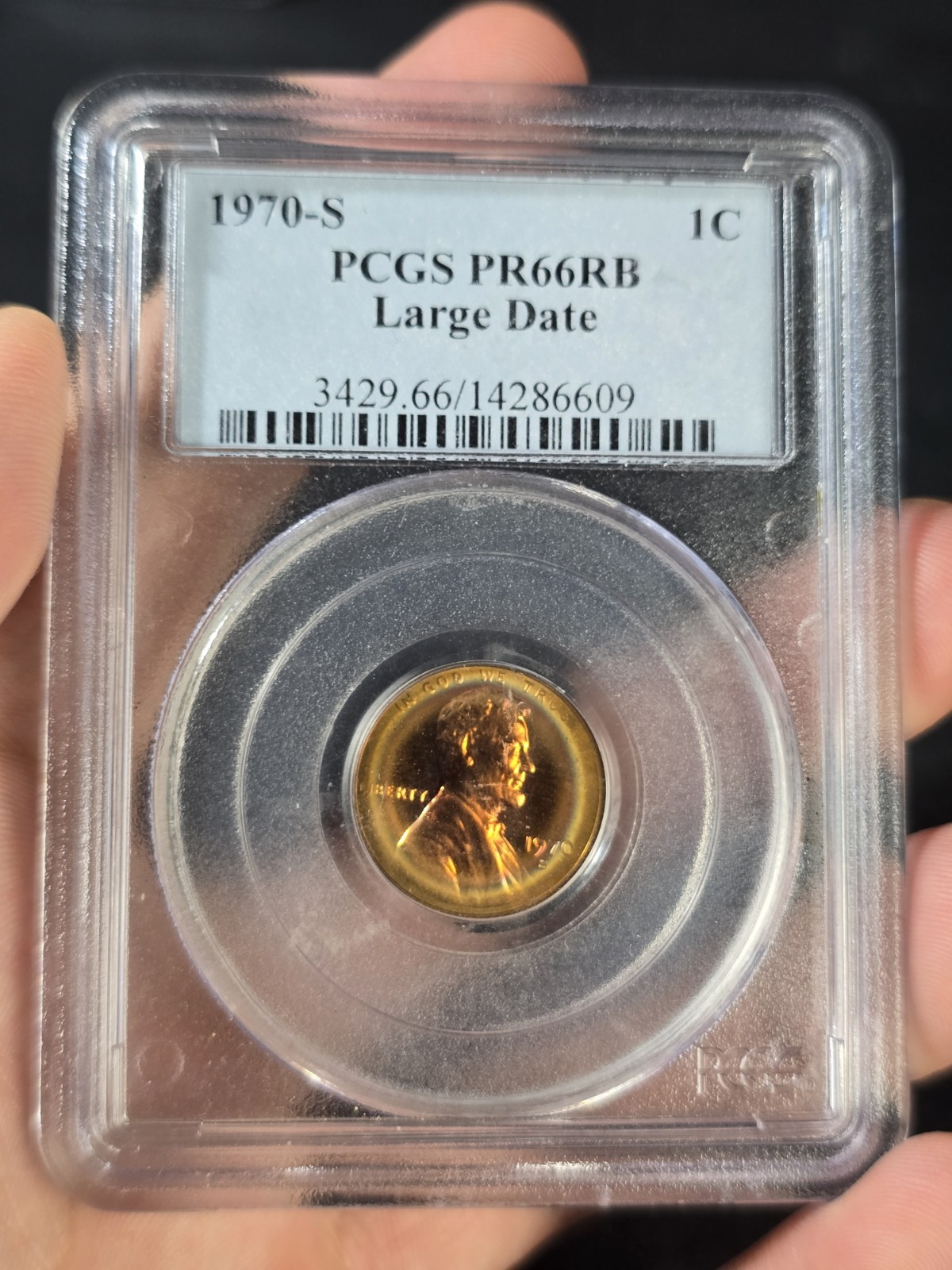 1970 S Lincoln Cent Large Date Target Toned