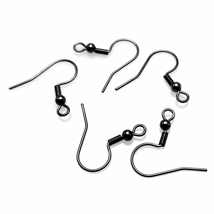 20PCS Waterproof No Tarnish Stainless Steel Black Hook Earrings Component SSF59