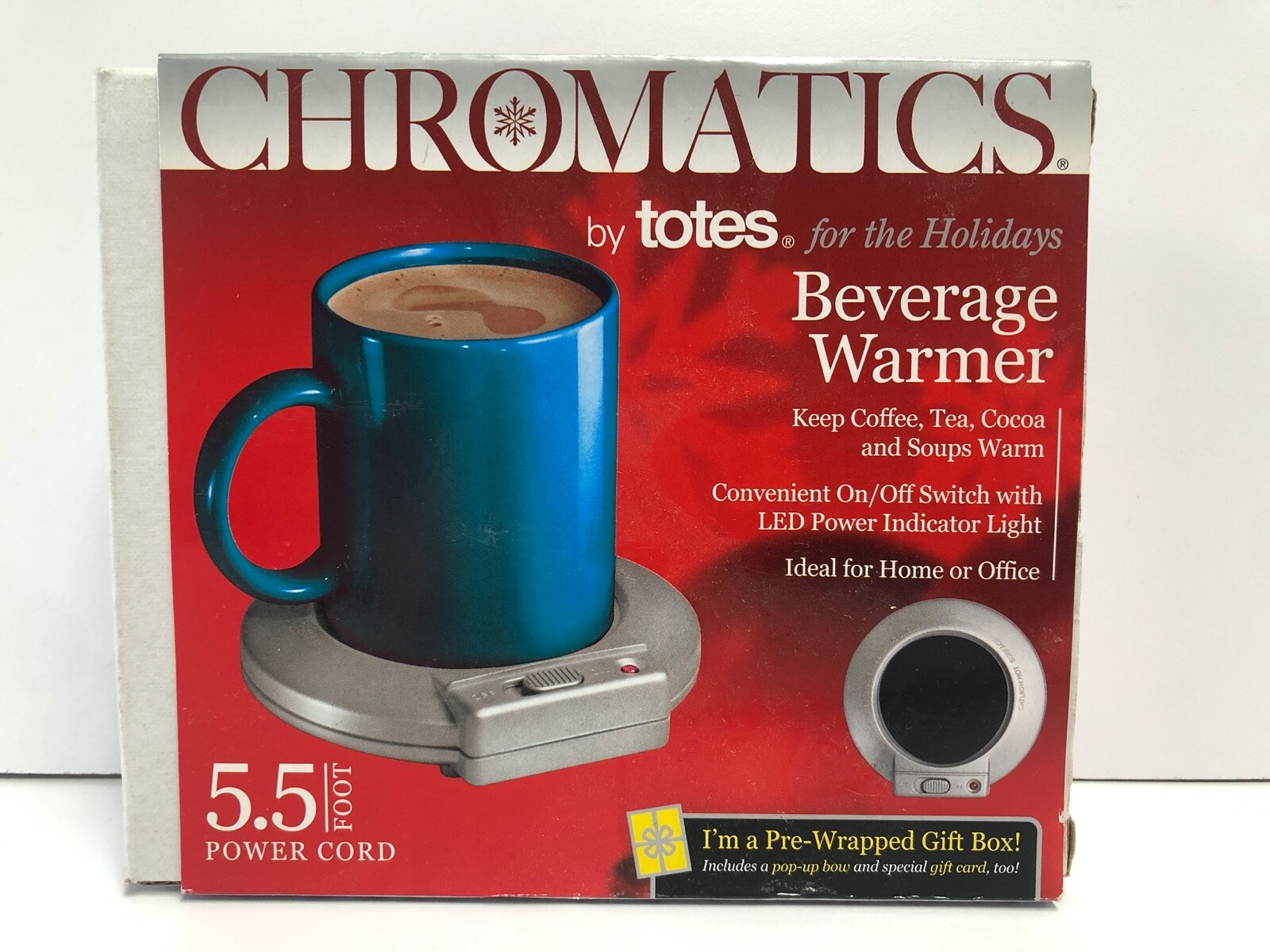 NIB Chromatics by totes Beverage Warmer Coffee Tea Soup 5.5' Power Cord